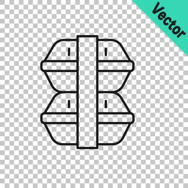 Schwarze Linie Lunchbox Symbol Isoliert Auf Transparentem Hintergrund Vektor — Stockvektor