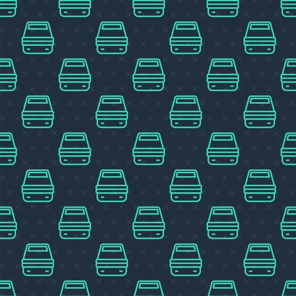 Yeşil çizgi beslenme kutusu simgesi mavi arkaplanda izole edilmiş kusursuz desen. Vektör