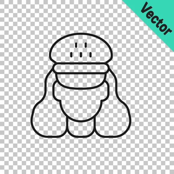 Siyah çizgi taksi sürücüsü simgesi şeffaf arkaplanda izole edildi. Vektör