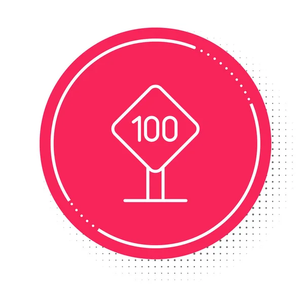 Значок Обмеження Швидкості Білої Лінії 100 Ізольовано Білому Тлі Кнопка — стоковий вектор