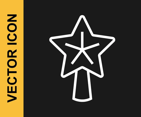 Icono Estrella Navidad Línea Blanca Aislado Sobre Fondo Negro Feliz — Vector de stock