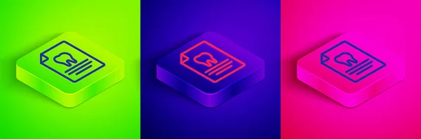 Isometric Line Clipboard Dental Card Patient Medical Records Icon Isolated — 스톡 벡터