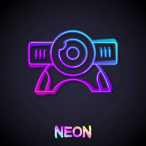 Glödande Neon Line Webbkamera Ikon Isolerad Svart Bakgrund Chattkamera Webbkameraikonen — Stock vektor