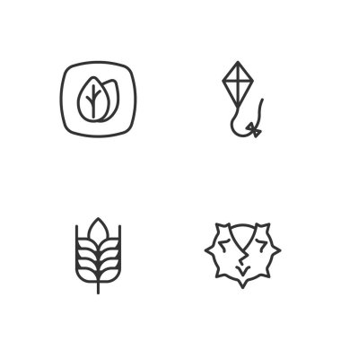 Set line Chestnut, Wheat, Leaf and Kite icon. Vector