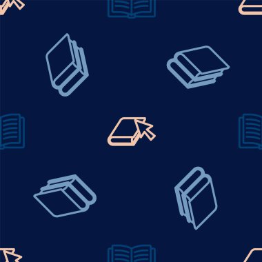 Set line Open book, Book and Online on seamless pattern. Vector