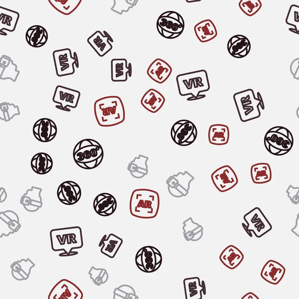 Set line 360 degree view, Virtual reality, glasses and Augmented AR on seamless pattern. Vector