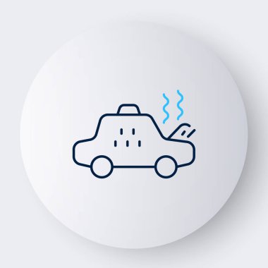 Kırık taksi ikonu beyaz arka planda izole edildi. Renkli taslak konsepti. Vektör