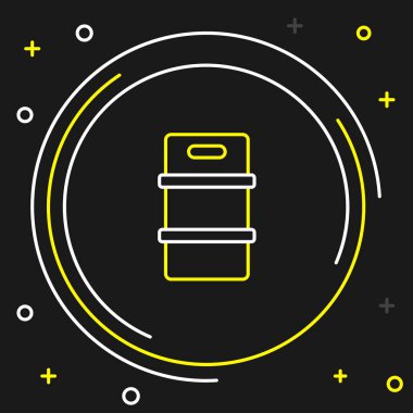 Line Metal bira fıçısı ikonu siyah arka planda izole edildi. Renkli taslak konsepti. Vektör