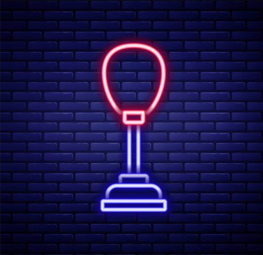 Parlayan neon hattı Kum Torbası simgesi tuğla duvar arkasında izole edildi. Renkli taslak konsepti. Vektör