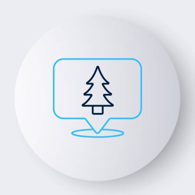 Ormanın beyaz arka planda izole edilmiş bir harita simgesi üzerindeki çizgi konumu. Renkli taslak konsepti. Vektör