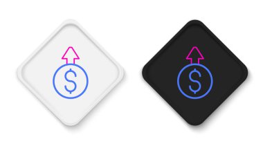 Çizgi Finansal Büyüme Dolar simgesi beyaz arka planda izole. Gelirleri arttırıyorum. Renkli taslak konsepti. Vektör