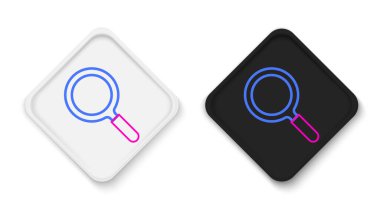 Beyaz arkaplanda izole edilmiş çizgi büyüteç simgesi. Arama, odaklanma, yakınlaştırma, iş sembolü. Renkli taslak konsepti. Vektör