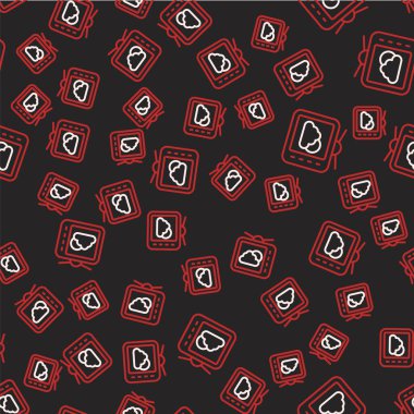 Çizgi Hava Durumu ikonu siyah arkaplanda izole edilmiş pürüzsüz desen. Vektör