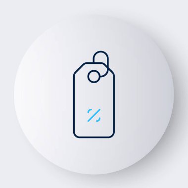 Satır İndirim etiketi simgesi beyaz arkaplanda izole edildi. Etiket alışverişi. Özel teklif işareti. İndirim kuponları sembolü. Renkli taslak konsepti. Vektör