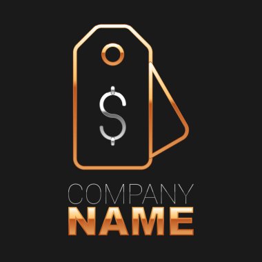 Siyah arkaplanda dolar simgesi olan Line Price etiketi. Rozet fiyatına. Dolar sembollü indirim. Reklam etiketi indirimi. Renkli taslak konsepti. Vektör