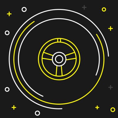 Çizgi Yarış Direksiyon ikonu siyah arka planda izole edildi. Araba tekeri ikonu. Renkli taslak konsepti. Vektör