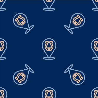 Çizgi Nal simgesi mavi arkaplanda izole edilmiş kusursuz desen. Vektör