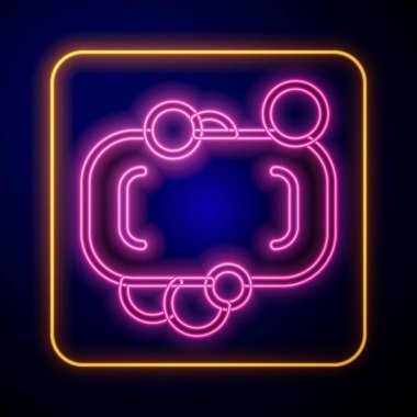 Siyah arkaplanda parlayan neon sabun simgesi. Köpüklü sabun çubuğu. Vektör