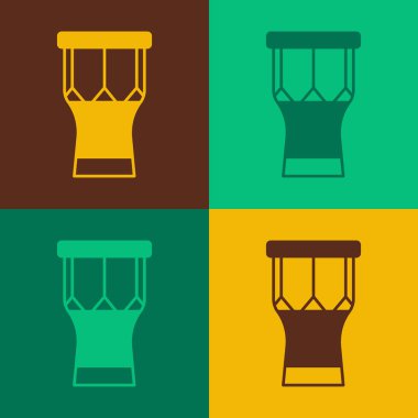 Pop Art Afrika perküsyon davul ikonu renk arkaplanında izole. Müzik aleti. Vektör