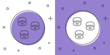 Suşi simgesini beyaz ve mor arkaplanda izole et. Geleneksel Japon yemekleri. Vektör