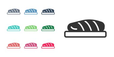 Siyah balık biftek ikonu beyaz arka planda izole edilmiş. Simgeleri renklendirin. Vektör