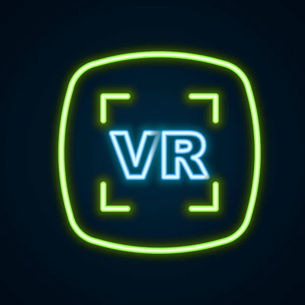 Glödande neon line Virtual reality ikon isolerad på svart bakgrund. Futuristisk VR head-up displaydesign. Färgstarkt skisskoncept. Vektor — Stock vektor