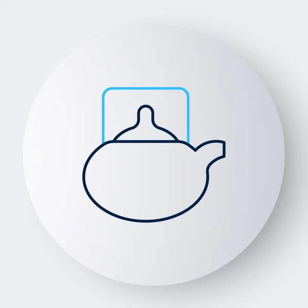 Line Traditional tea ceremony icon isolated on white background. Teapot with cup. Colorful outline concept. Vector — Stock Vector