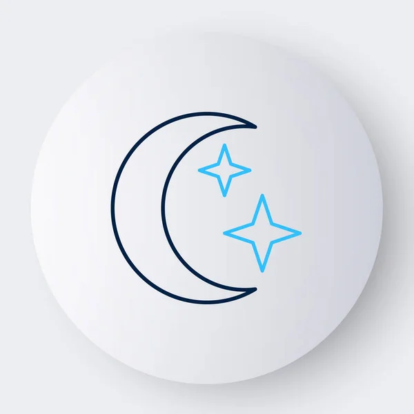 Line Moon and stars icon isolated on white background. Cloudy night sign. Sleep dreams symbol. Full moon. Night or bed time sign. Colorful outline concept. Vector — Stock Vector