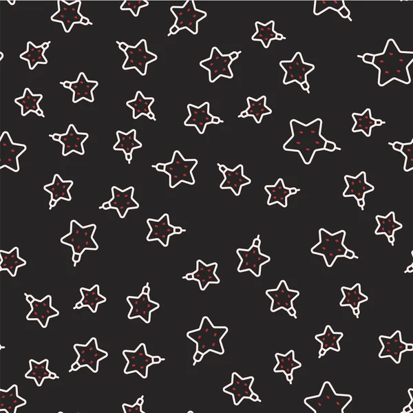 Line Christmas star icon isolated seamless pattern on black background. Merry Christmas and Happy New Year. Vector — Stock Vector