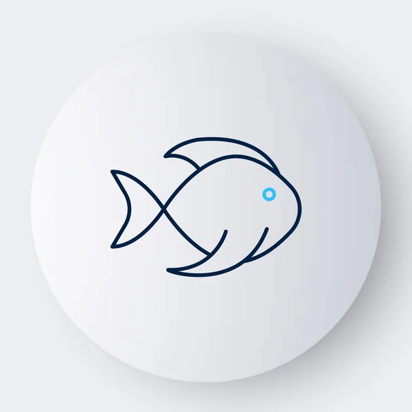 Línea Cubo de pesca con icono de pescado aislado sobre fondo blanco. Pescado en un cubo. Concepto de esquema colorido. Vector — Vector de stock
