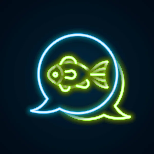 Leuchtende Leuchtschrift Fisch-Symbol isoliert auf schwarzem Hintergrund. Buntes Rahmenkonzept. Vektor — Stockvektor