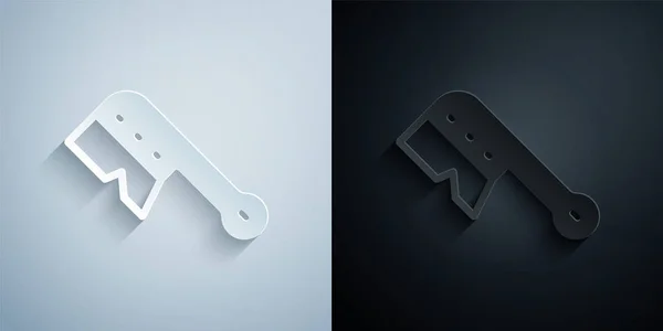 Papiergeschnittenes Imkerpinsel-Symbol isoliert auf grauem und schwarzem Hintergrund. Das Werkzeug des Imkers. Papierkunst. Vektor — Stockvektor