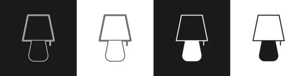 Ορισμός εικονιδίου επιτραπέζιου λαμπτήρα που απομονώνεται σε μαύρο και άσπρο φόντο. Φως νυκτός. Διάνυσμα — Διανυσματικό Αρχείο