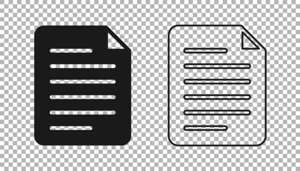 Μαύρο εικονίδιο εγγράφου αρχείου απομονωμένο σε διαφανές φόντο. Εικονίδιο λίστας ελέγχου. Επιχειρηματική ιδέα. Διάνυσμα — Διανυσματικό Αρχείο