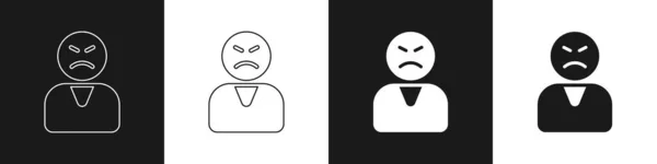 Set Angry customer icon isolated on black and white background. Vector — Stock vektor