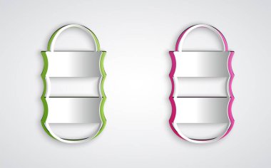 Kağıt kesiği Balık Ağı simgesi gri arkaplanda izole edildi. Balık oltası. Kağıt sanatı tarzı. Vektör