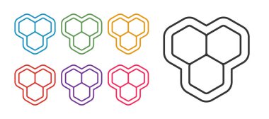 Satır bal peteği simgesi beyaz arkaplanda izole edildi. Bal hücrelerinin sembolü. Tatlı doğal yemek. Simgeleri renklendirin. Vektör