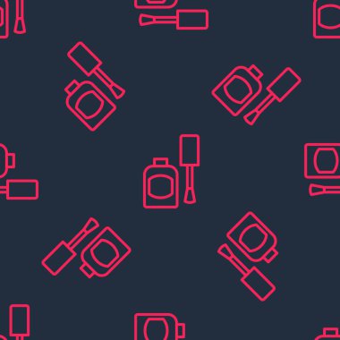 Kırmızı çizgili oje ikonu şişesi siyah arka planda izole edilmiş kusursuz desen. Vektör