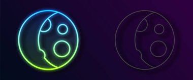 Parlayan neon hattı Ay evreleri simgesi siyah arkaplanda izole edildi. Vektör