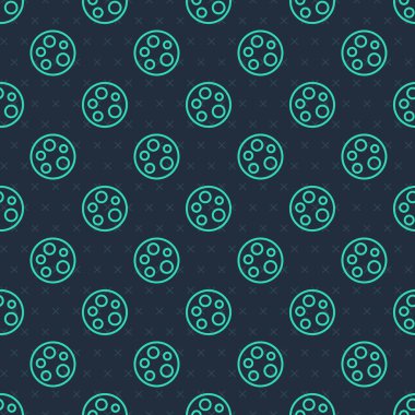 Yeşil çizgi ay simgesi mavi arkaplanda kusursuz desen izole etti. Vektör