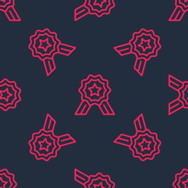 Kırmızı çizgi Beş yıldızlı müşteri değerlendirme simgesi siyah arkaplanda izole edilmiş kusursuz desen. Favori, en iyi derecelendirme, ödül sembolü. Vektör