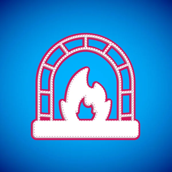 White Blacksmith oven icoon geïsoleerd op blauwe achtergrond. Vector — Stockvector