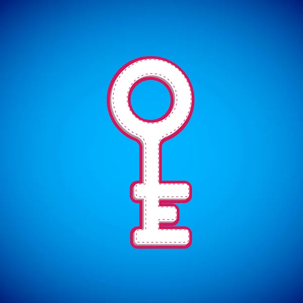 White Old key icon isolated on blue background. Vector — Stock Vector