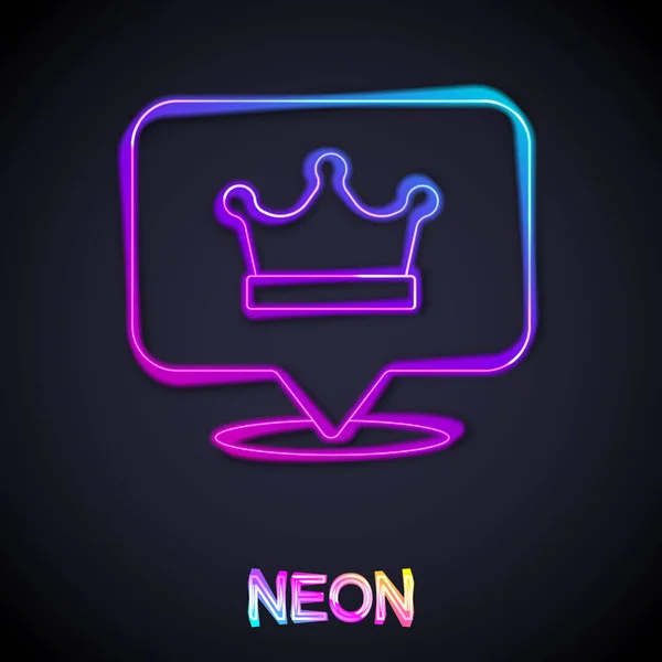 Glödande neon linje kung krona ikon isolerad på svart bakgrund. Vektor — Stock vektor