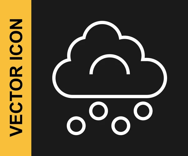 White line Hail cloud icon isolated on black background. Vector —  Vetores de Stock