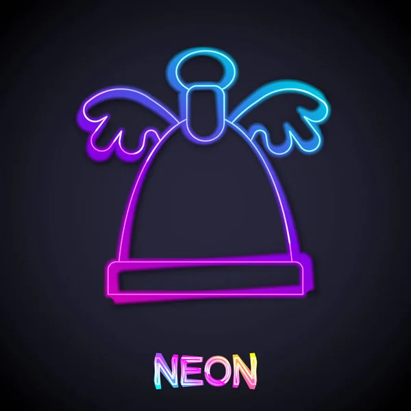 Glowing neon line Angel icon isolated on black background. Merry Christmas and Happy New Year. Vector — Stockvektor