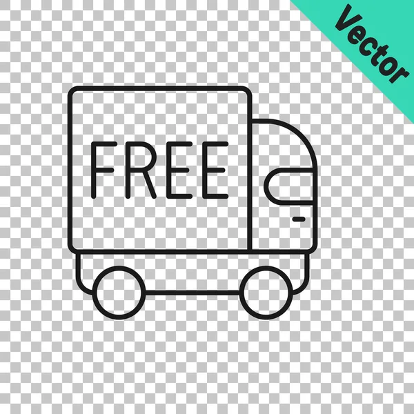 Black line Free delivery service icon isolated on transparent background. Free shipping. 24 hour and fast delivery. Vector — Stockvektor