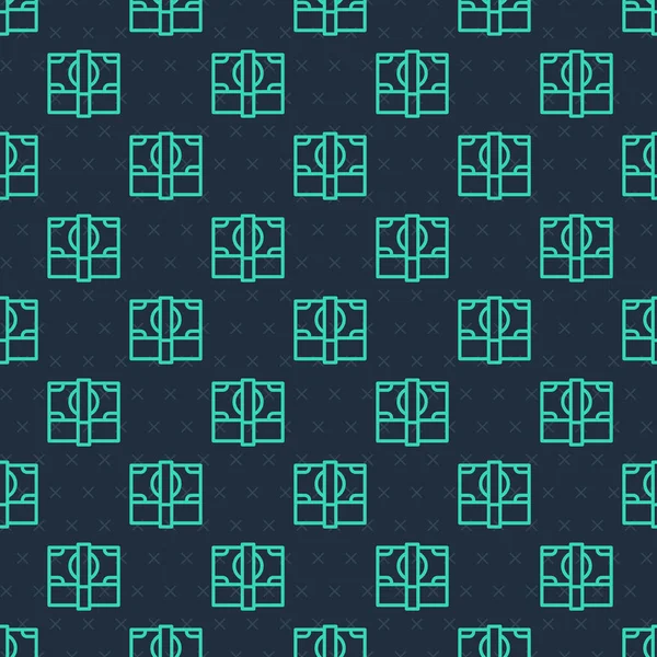 Yeşil Hat Yığını kağıt para para ikonu mavi arka planda izole edilmiş kusursuz desen. Para desteleri. Para birimi. Vektör