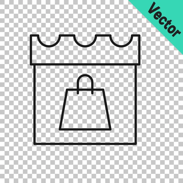 Línea negra Icono del día de compras aislado sobre fondo transparente. Vector — Vector de stock