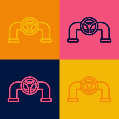 Renk arkaplanında kapakçık simgesi olan pop sanat eseri yağı borusu. Vektör